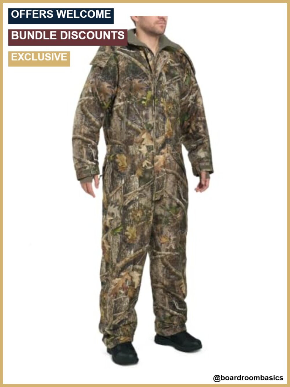 Men's Insulated Waterproof Camo Hunting Coveralls Overalls
